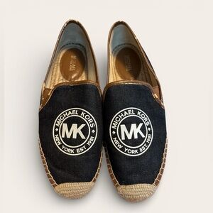 Michael Kors  Espadrille Flats Womens 8.5M Denim Canvas Slip On Shoes PEELING